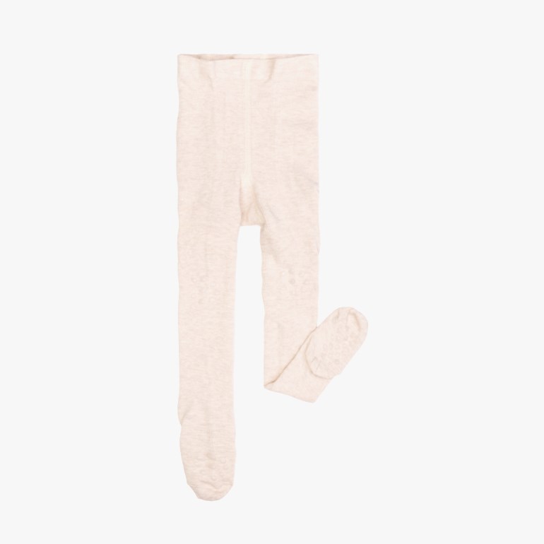 Lys beige babytights med anti-skli såler.