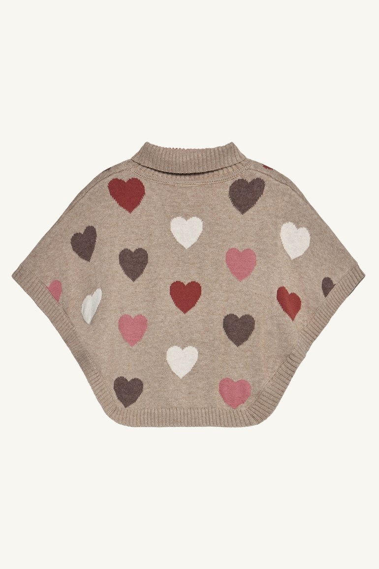 Pinja poncho - hearts Brun - 11045178-Biscuit-3-4 år - 1