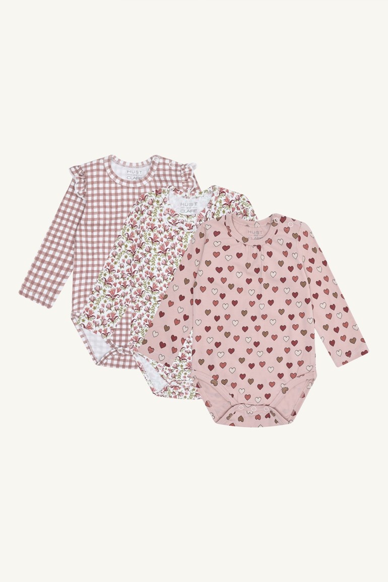 Bella 3pk body - little check Rosa - 11045195-adoberose-62 cm - 1