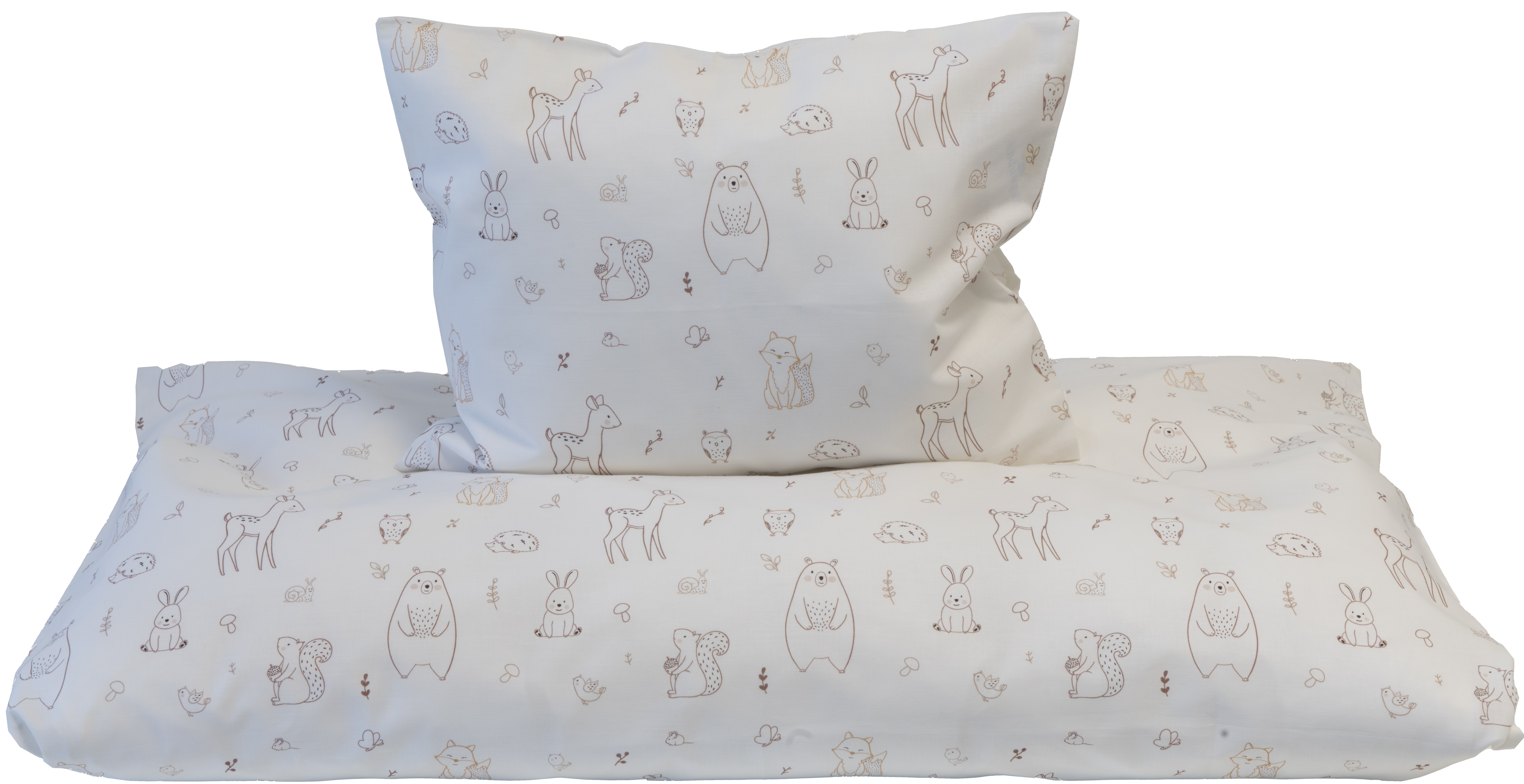 Sengesett Dyr i skogen Hvit - 11045360-White-65x80cm - 1
