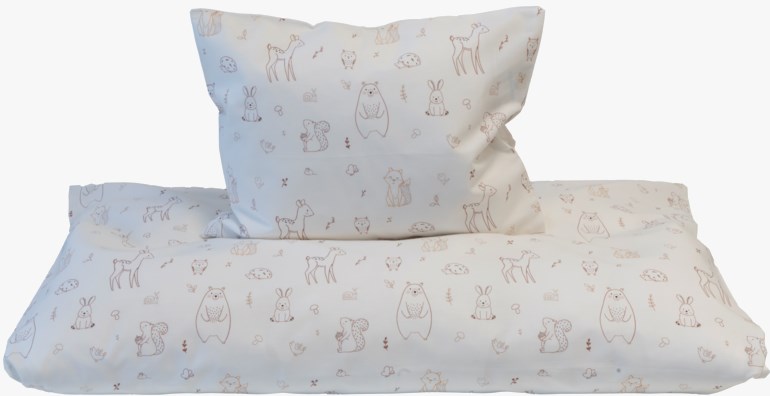 Sengesett Dyr i skogen Hvit - 11045360-White-65x80cm - 1