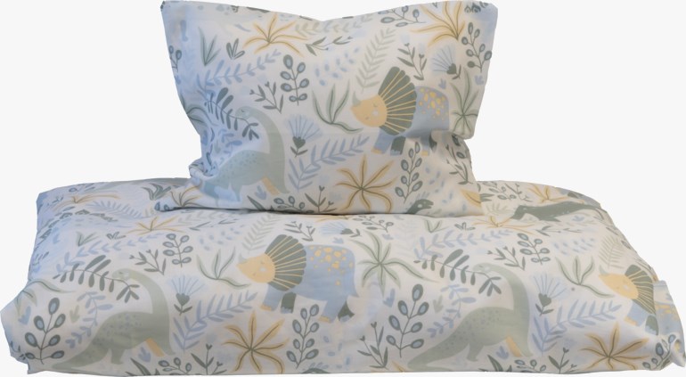 Sengesett Dino Jungle Blå - 11045366-BlueGreen-80x100cm - 1