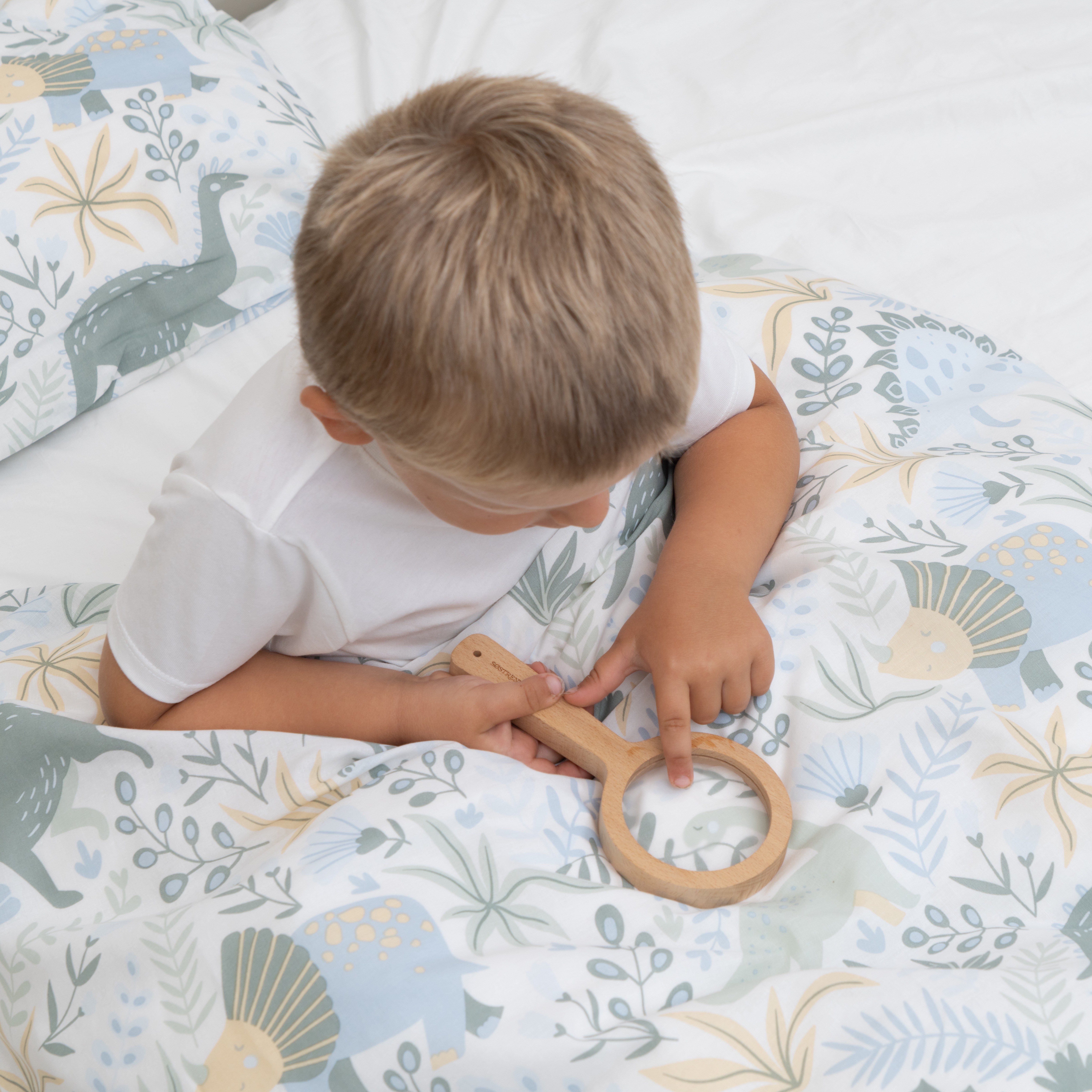 Sengesett dinosaur Blå - 11045366-BlueGreen-80x100cm - 1