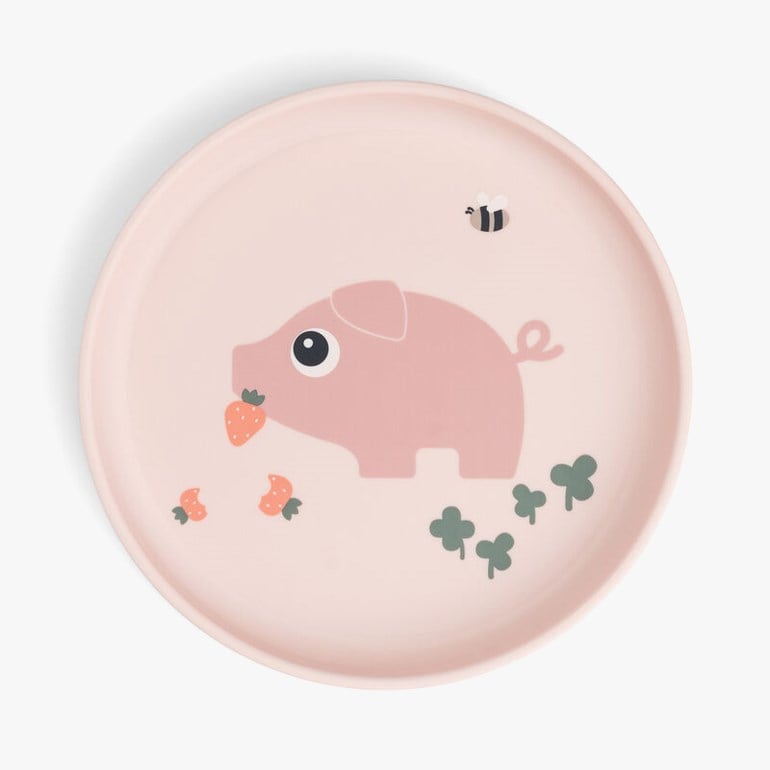 Barnetallerken med sklisikker bunn Rosa - 11045482-Powder-One Size - 1