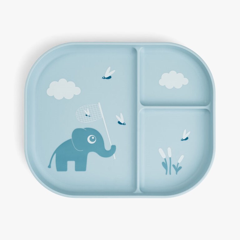 Foodie matplate – Inndelt tallerken med sklisikker bunn Blå - 11045484-Blue-One Size - 1