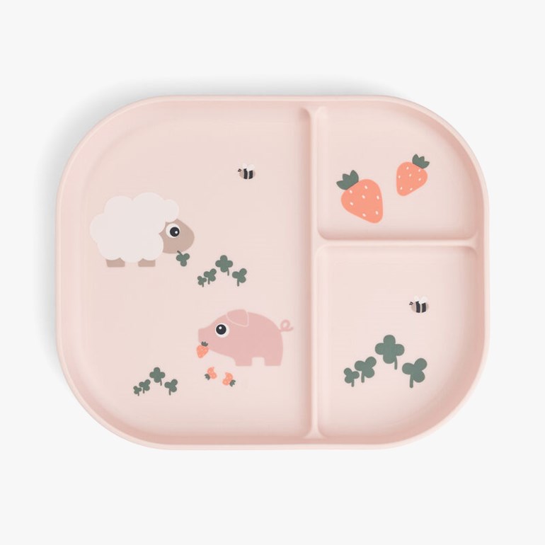 Foodie matplate – Inndelt tallerken med sklisikker bunn Rosa - 11045484-Powder-One Size - 1