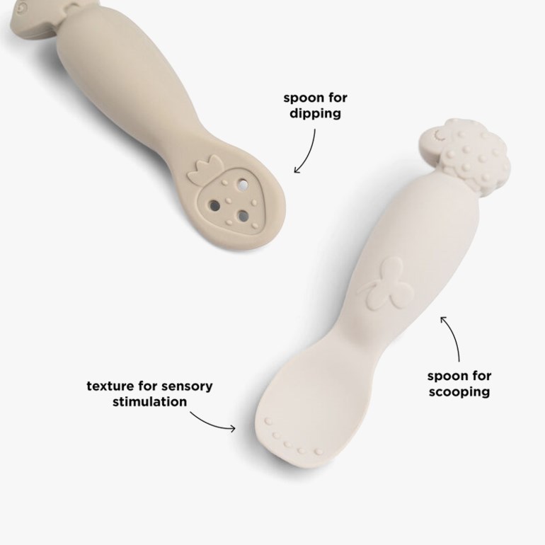 Lær-å-spise skje Beige - 11045485-Sand-One Size - 1