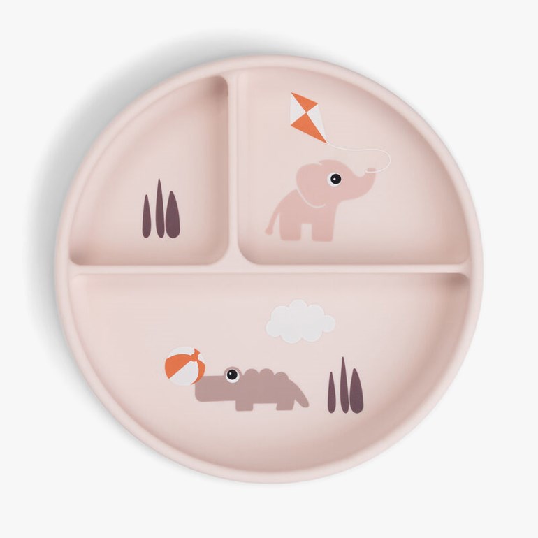 Barntallerken med sugekopp Rosa - 11045487-Powder-One Size - 1