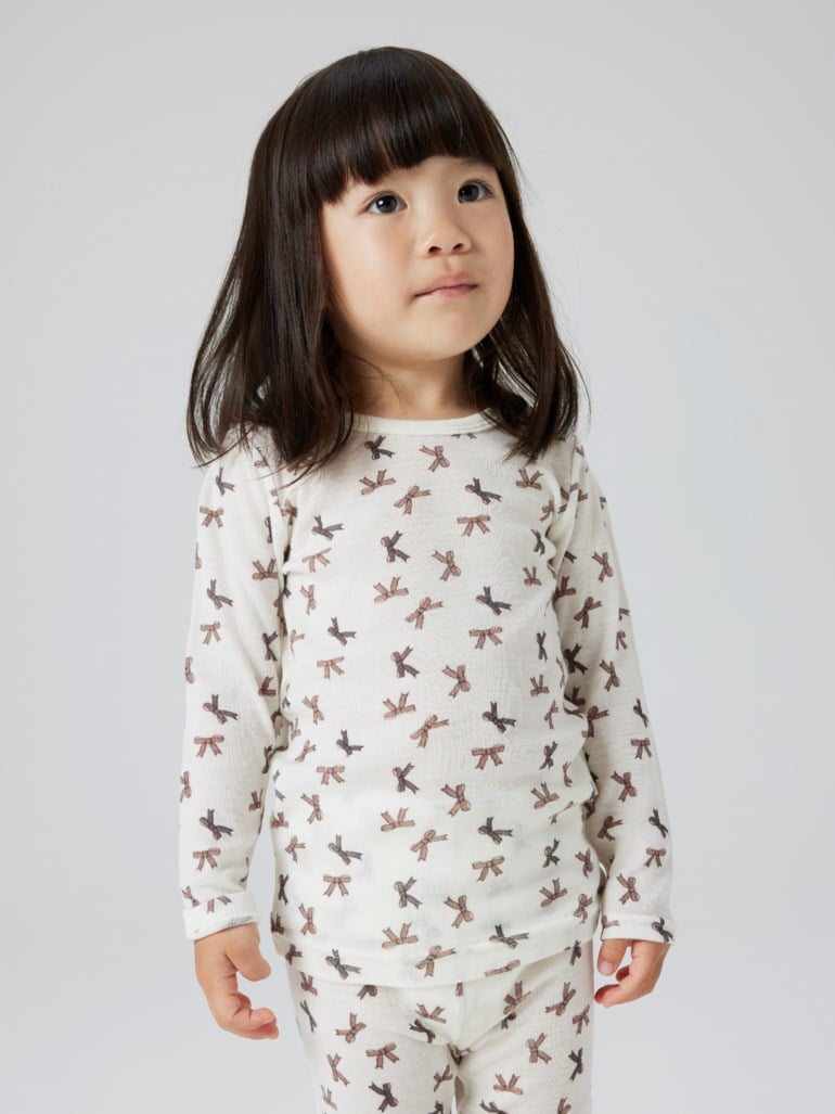 Wang rib ullgenser AOP Hvit - 11046839-Snow white-92 cm - 1