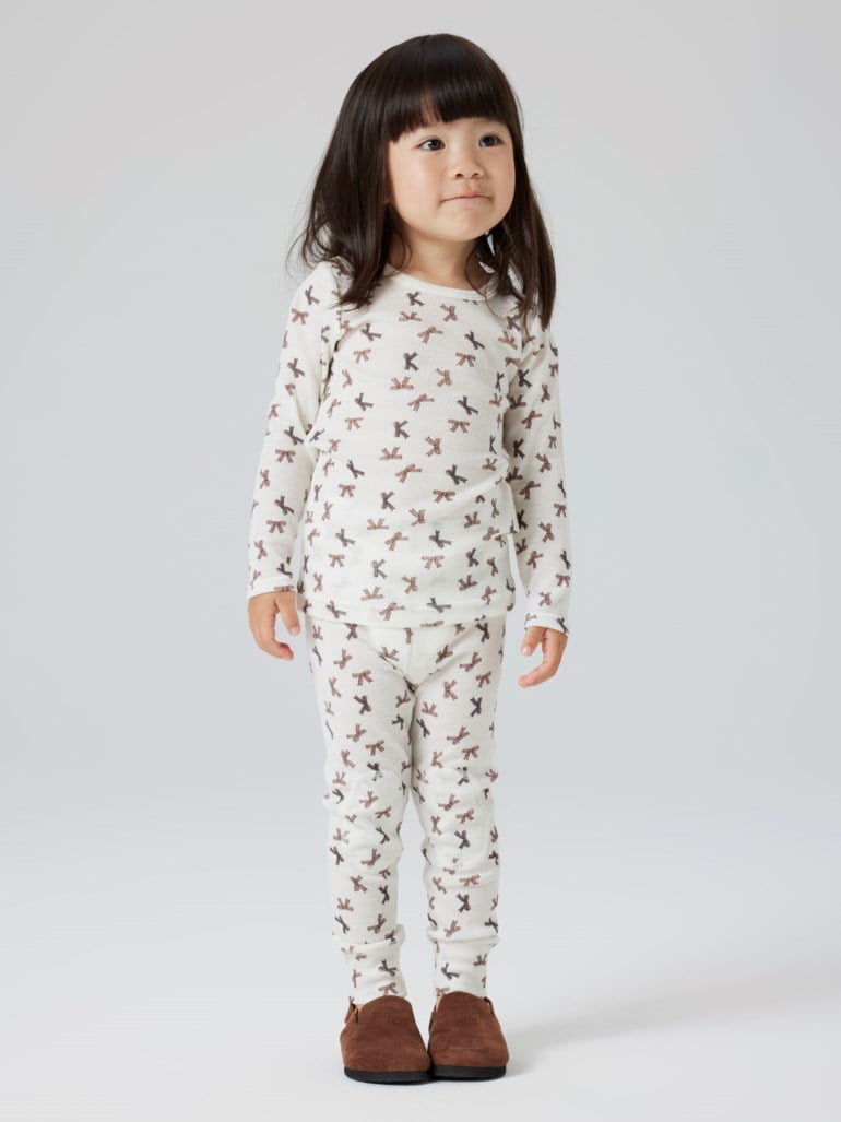 Wang rib ull legging AOP Hvit - 11046840-Snow white-92 cm - 1