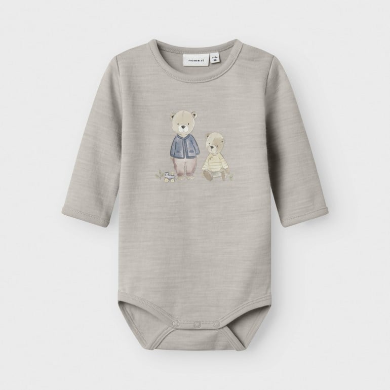 Name It Wup ull/bomull body Grå - 11046846-NacreousCl-68 cm - 1
