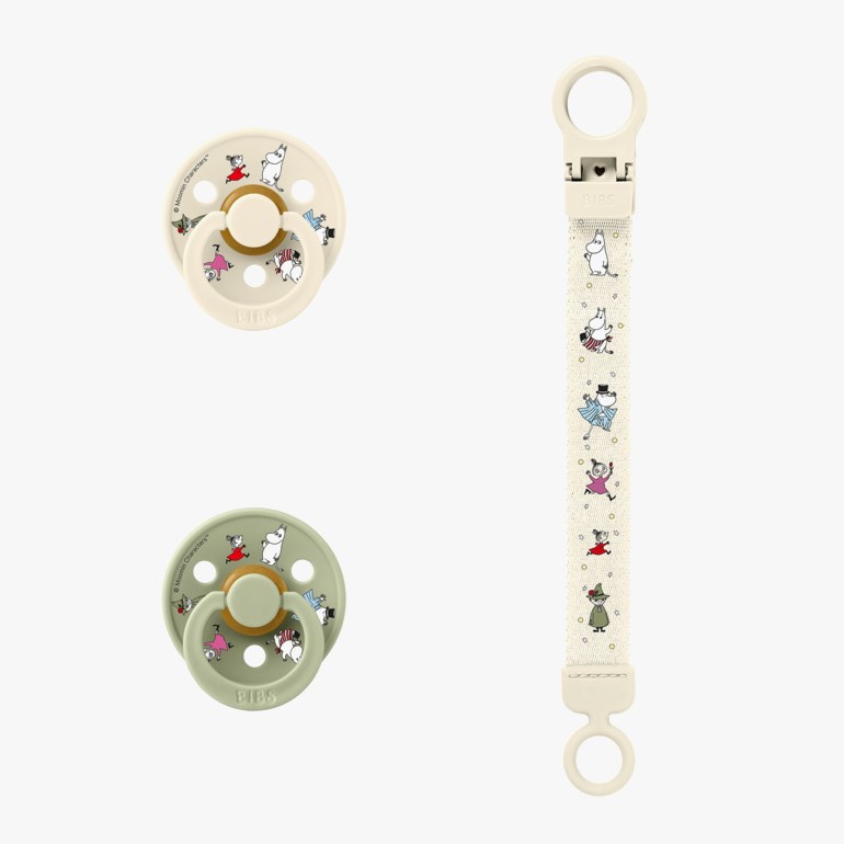 BIBS x Moomin Gift Set – Smokkesett med snor Beige - 11047248-Ivory/Sage-2 - 1