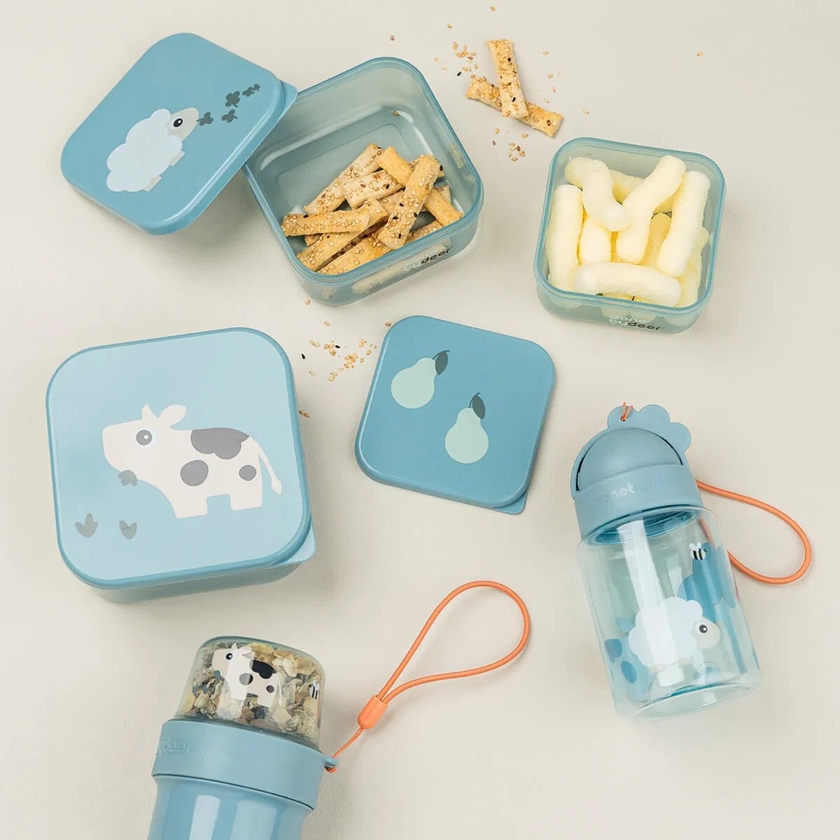 Snackbokser barn – Sett med tre størrelser, blue