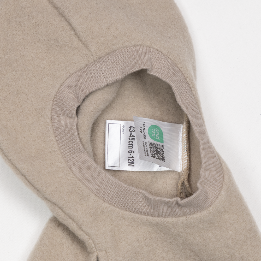 Tovdal balaclava  i tovet merinoull, beige