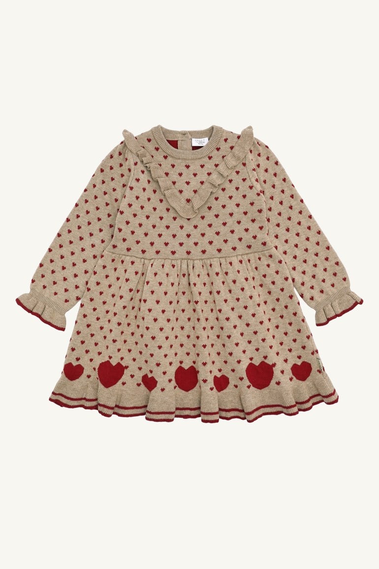 Hust & Claire Karina hearts kjole Brun - 11047889-Biscuit-98 cm - 1