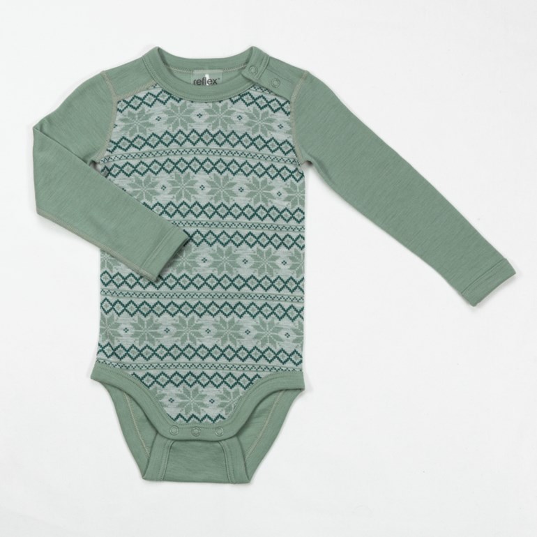 Nordlys body merinoull Grønn - 11047964-Olive gree-56 cm - 1