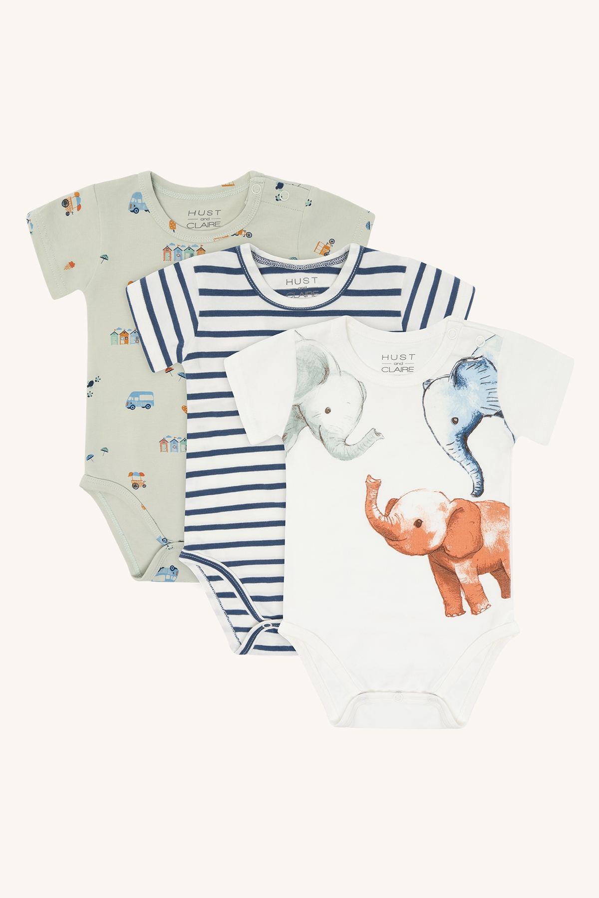 Hust & Claire Bertram 3pk body Grønn - 11048416-Greenfoam-68 cm - 1