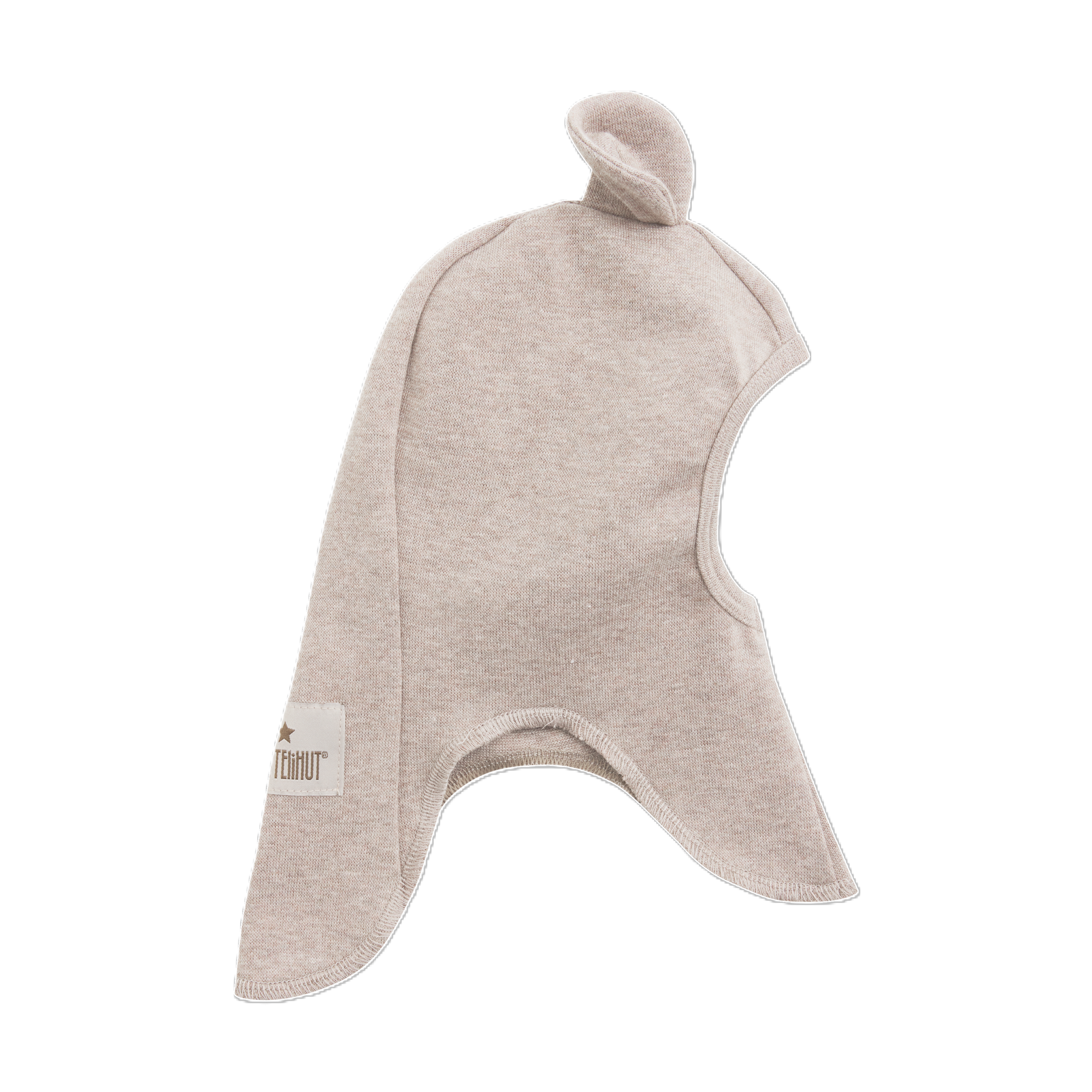 Huttelihut balaclava med bamseører, camelmelange