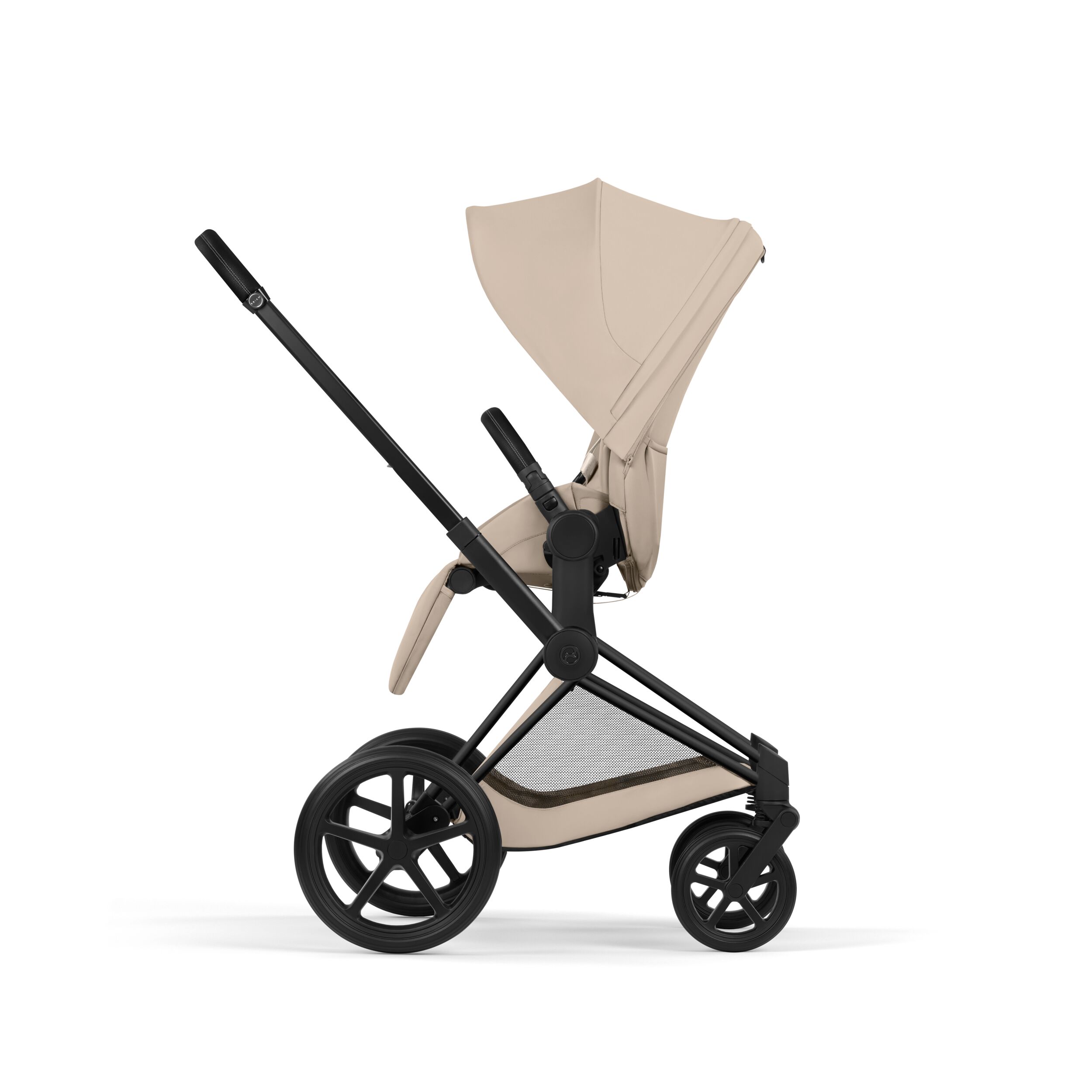 Priam Matt Black med brettbar liggedel (2026), cozybeige