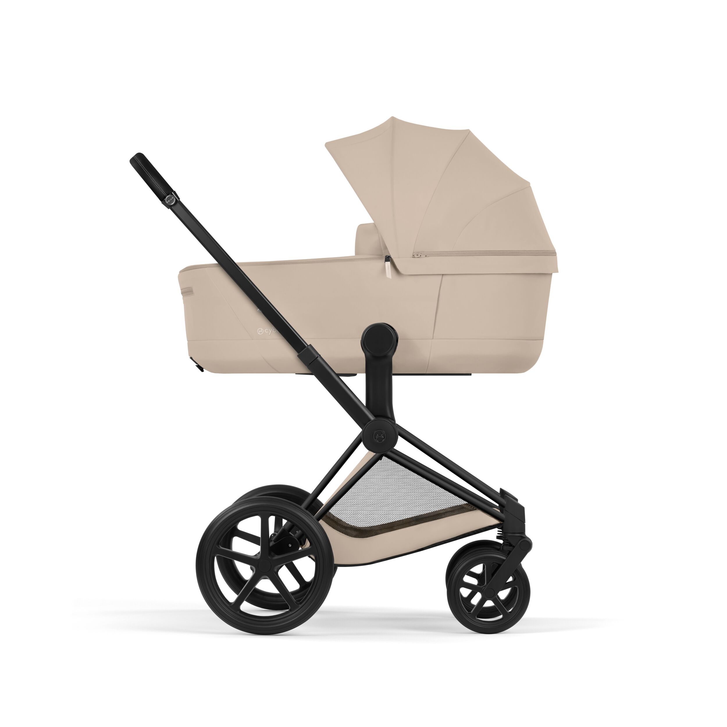Priam Matt Black med brettbar liggedel (2026), cozybeige