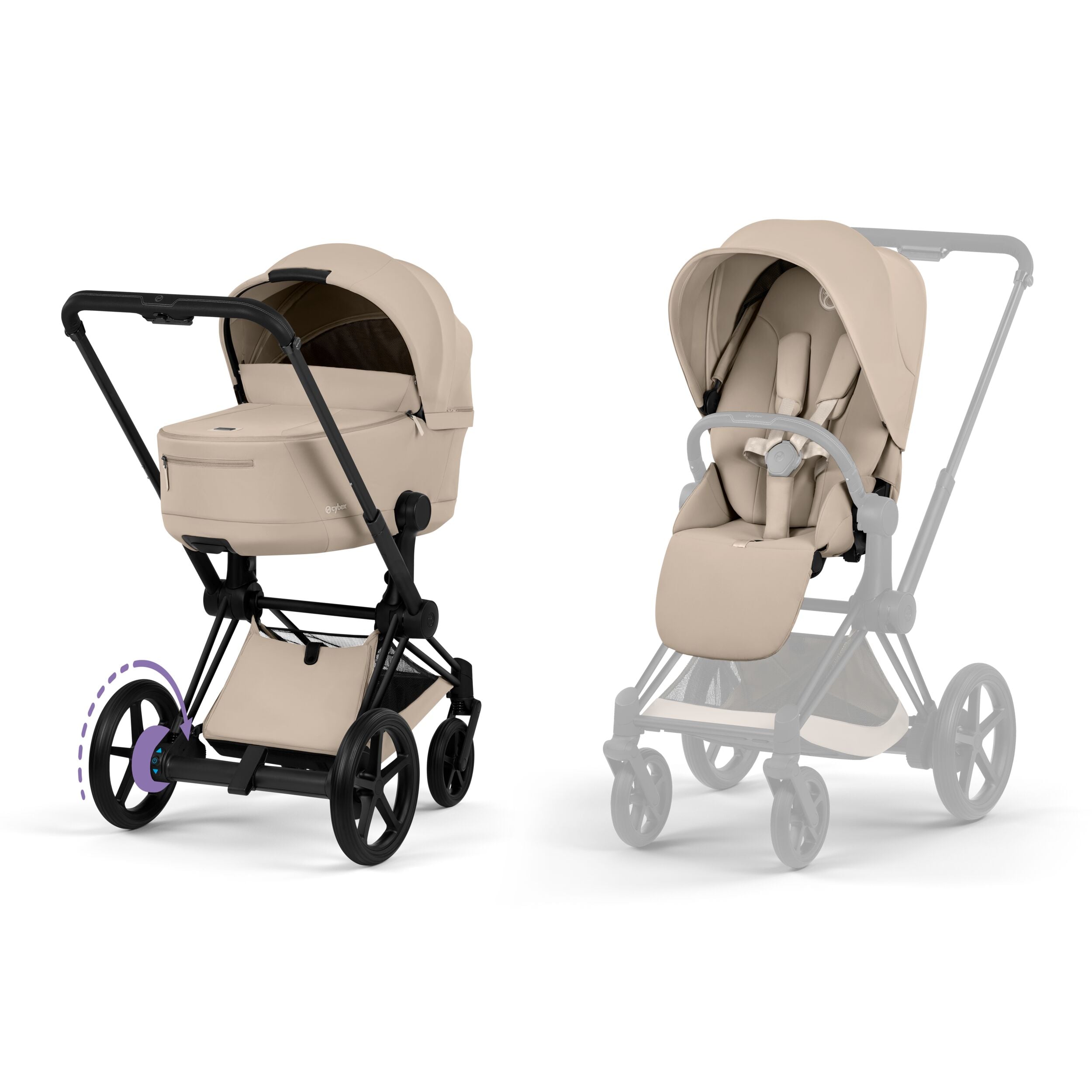 e-Priam Rosegold med brettbar liggedel (2026)