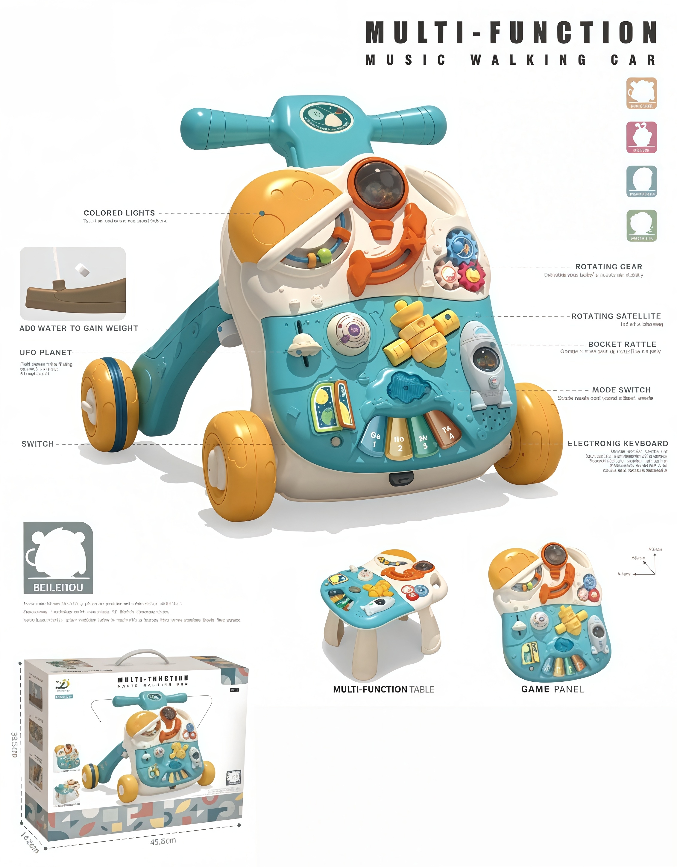 Multifunksjonell gåvogn, green