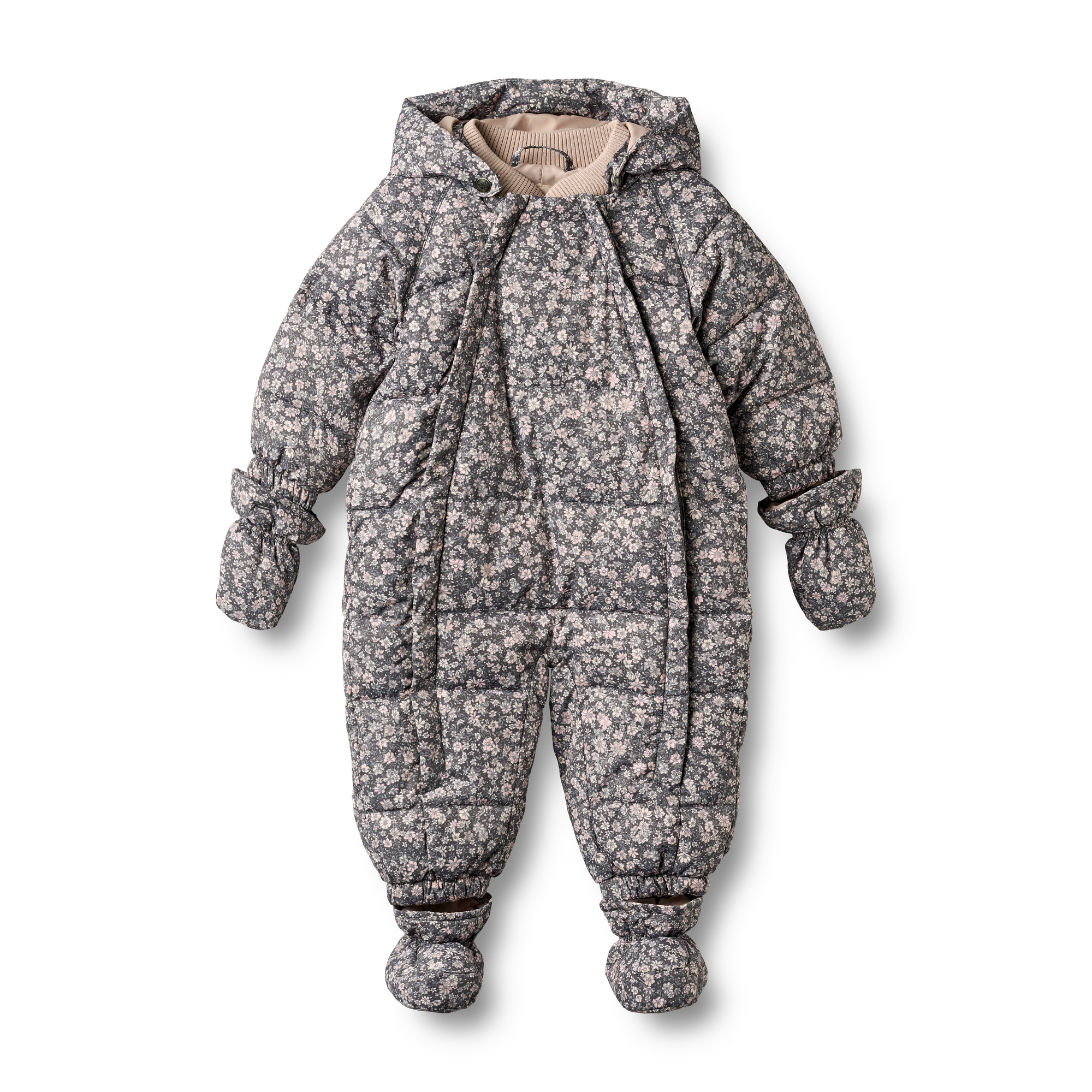 Wheat Edem Baby Vinterdress, Dark Charcoal Flowers