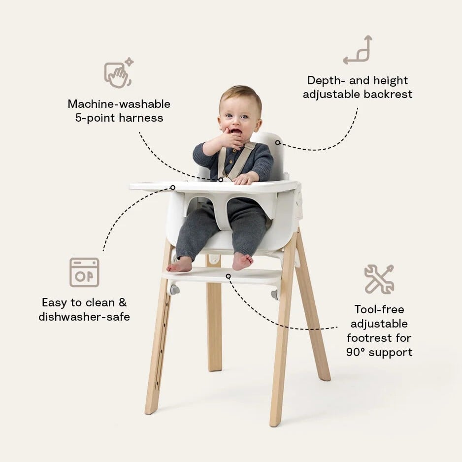 Stokke Steps Matstol, White Natural