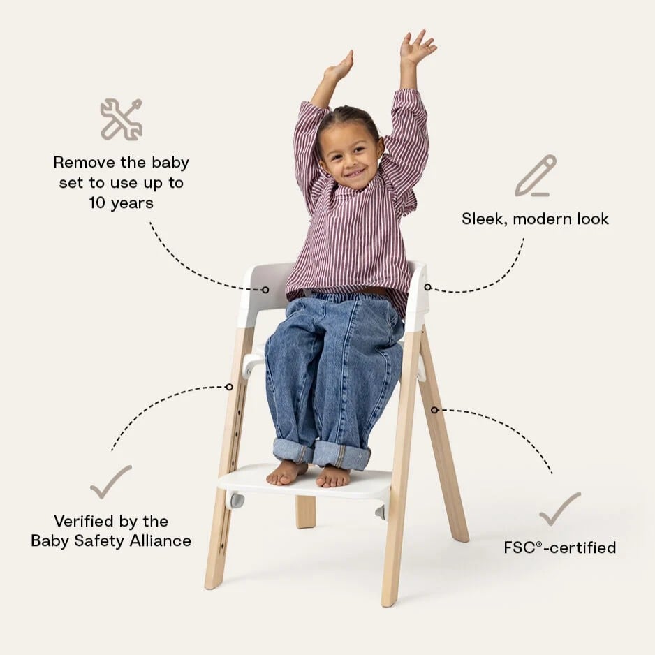 Stokke Steps Matstol, White Natural