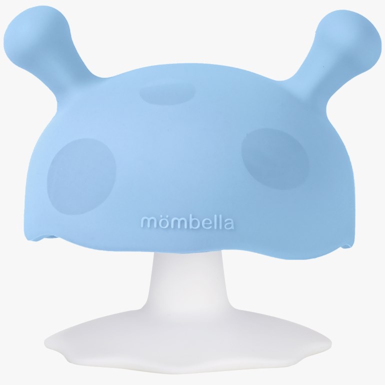 Lyseblå soppformet bitering med hvit base og mørkere blå flekker.