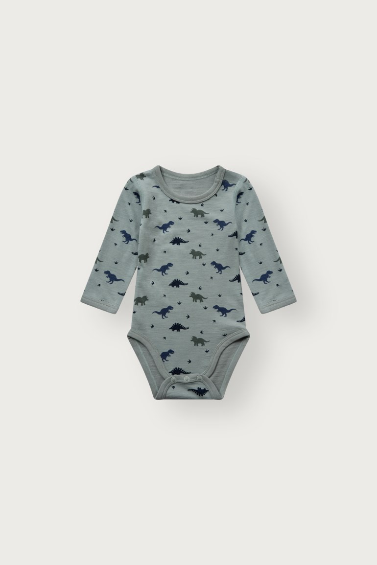Hust & Claire Baloo ull/bambus body - Dino Grønn - 11050008-SlateGreen-56 cm - 1