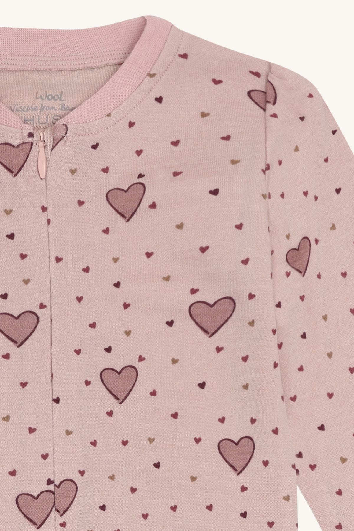 Hust & Claire - Heldress i Ull/Bambus Hearts Puff Dusty Rose