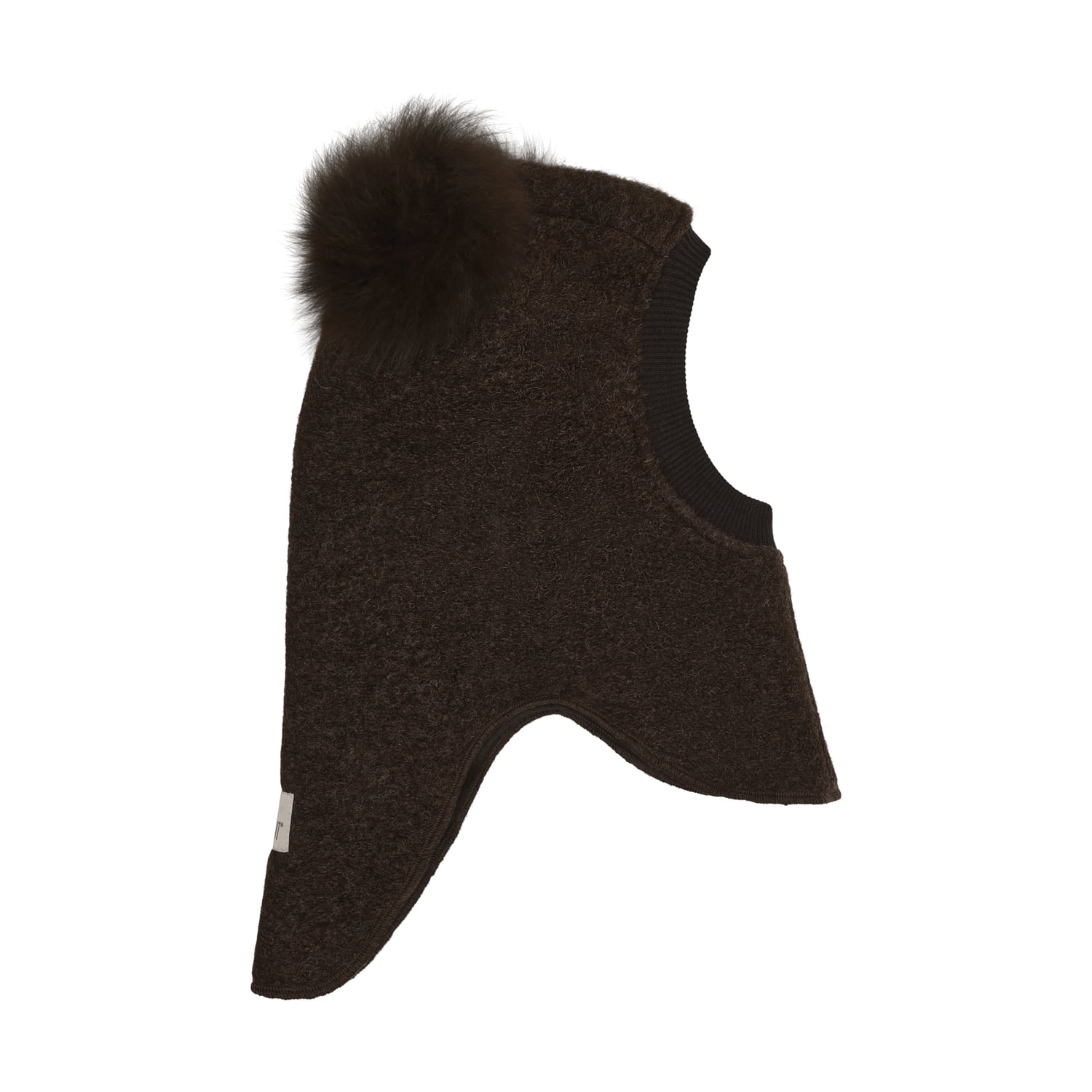 Huttelihut Dark Brown Melange Elefantlue Ull Alpaca Pompoms