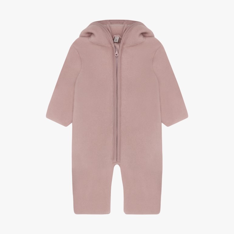 HutteliHut Pram Suit Ears Wool Fleece Rosa - 11050674-MahoganRos-62 cm - 1