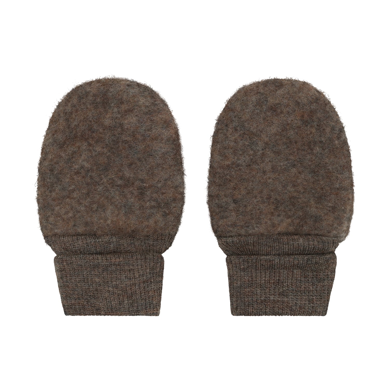 HutteliHut votter i merinoullfleece, brownmelange