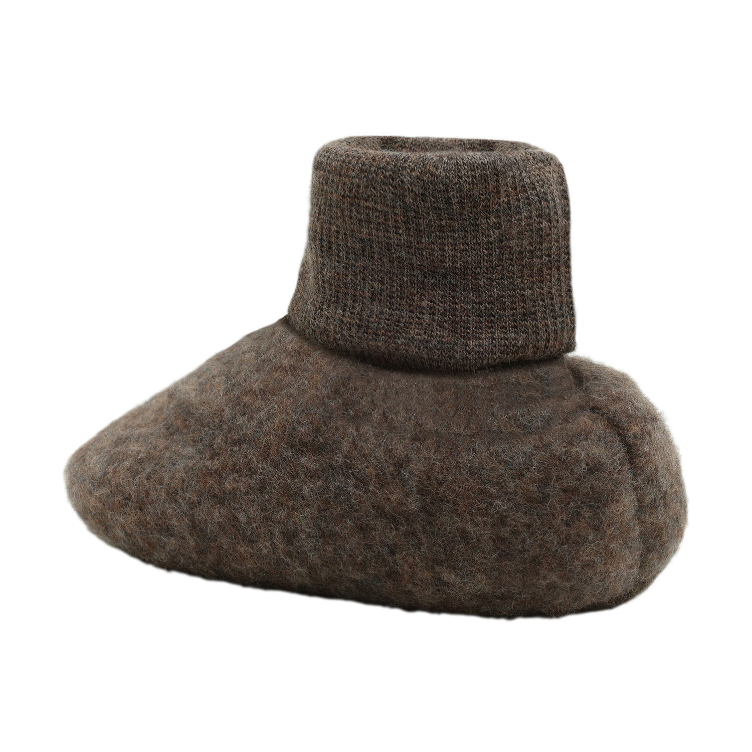 HutteliHut tøfler i merinoullfleece, brownmelange
