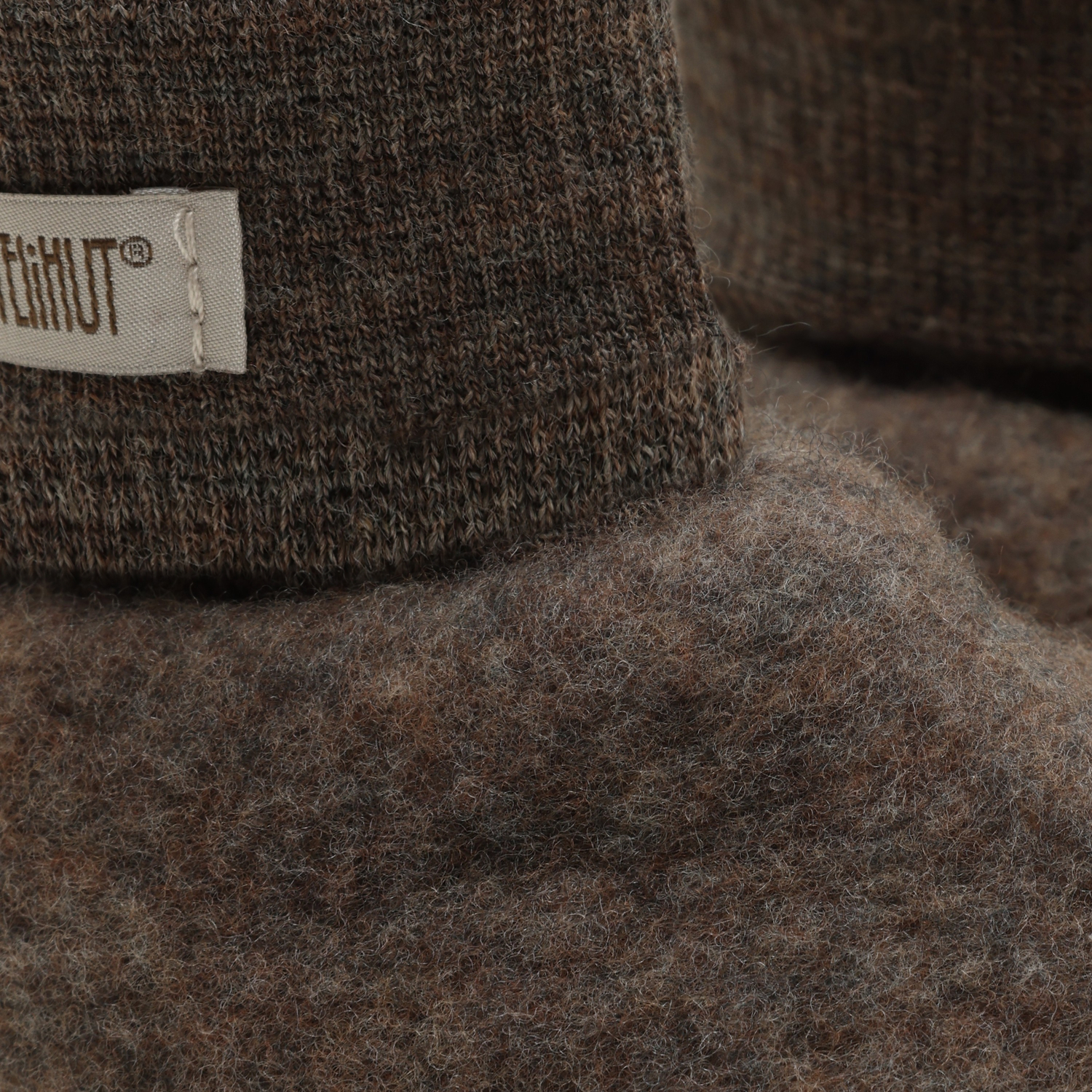 HutteliHut tøfler i merinoullfleece, brownmelange