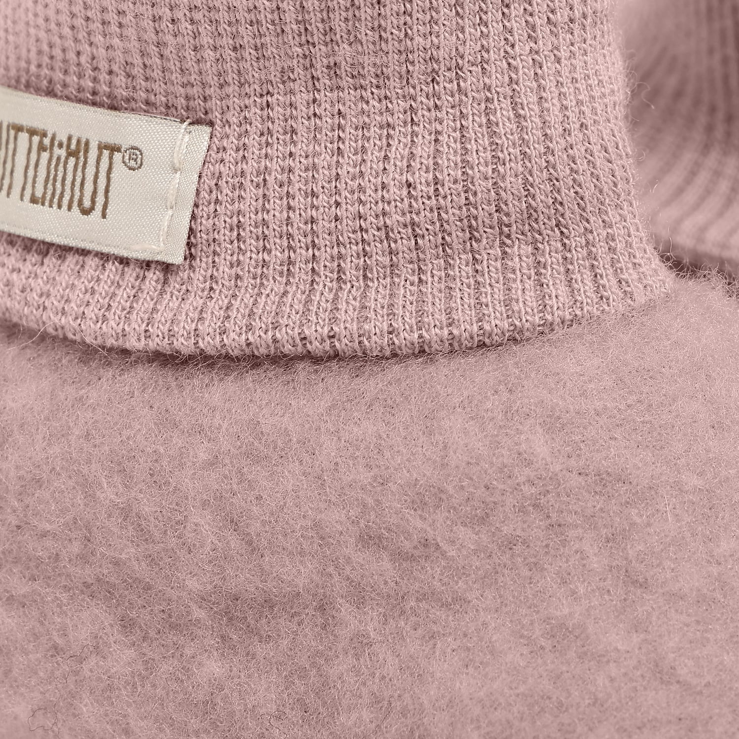 HutteliHut tøfler i merinoullfleece, mahoganyrose
