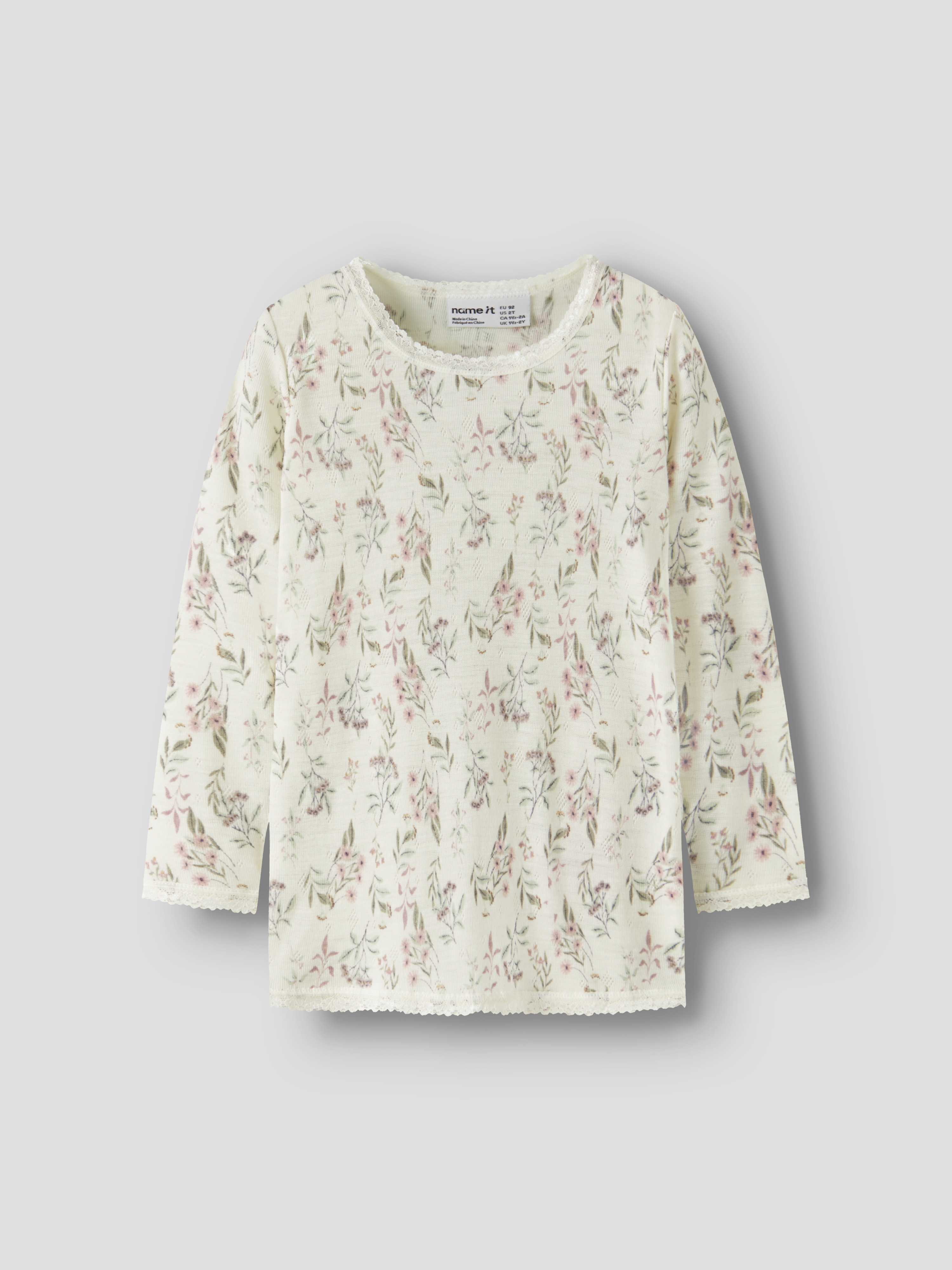 name it mini WANG Ulltrøye NOOS - Snow White | Flowers & Leafs
