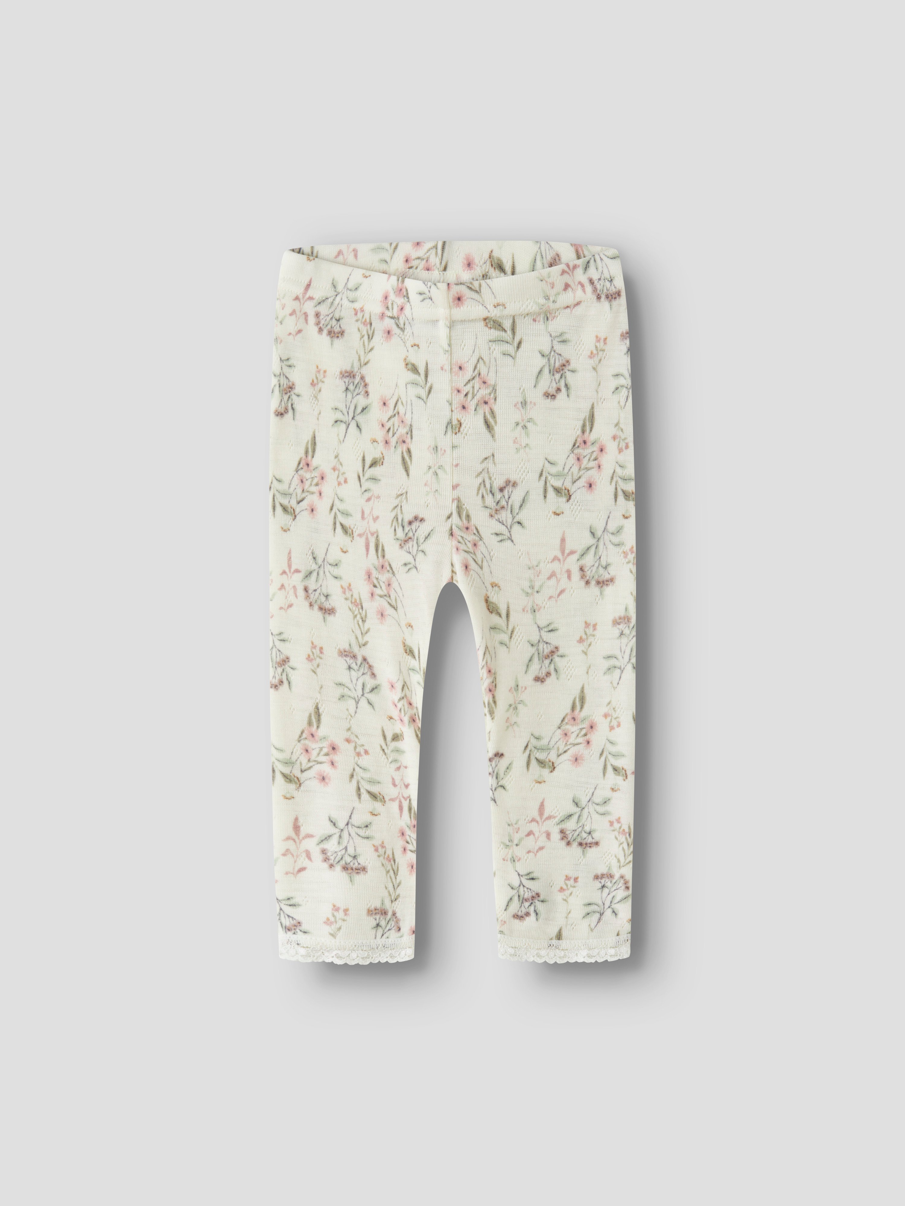 name it baby WANG Ull Legging NOOS - Snow White | Flowers & Leafs