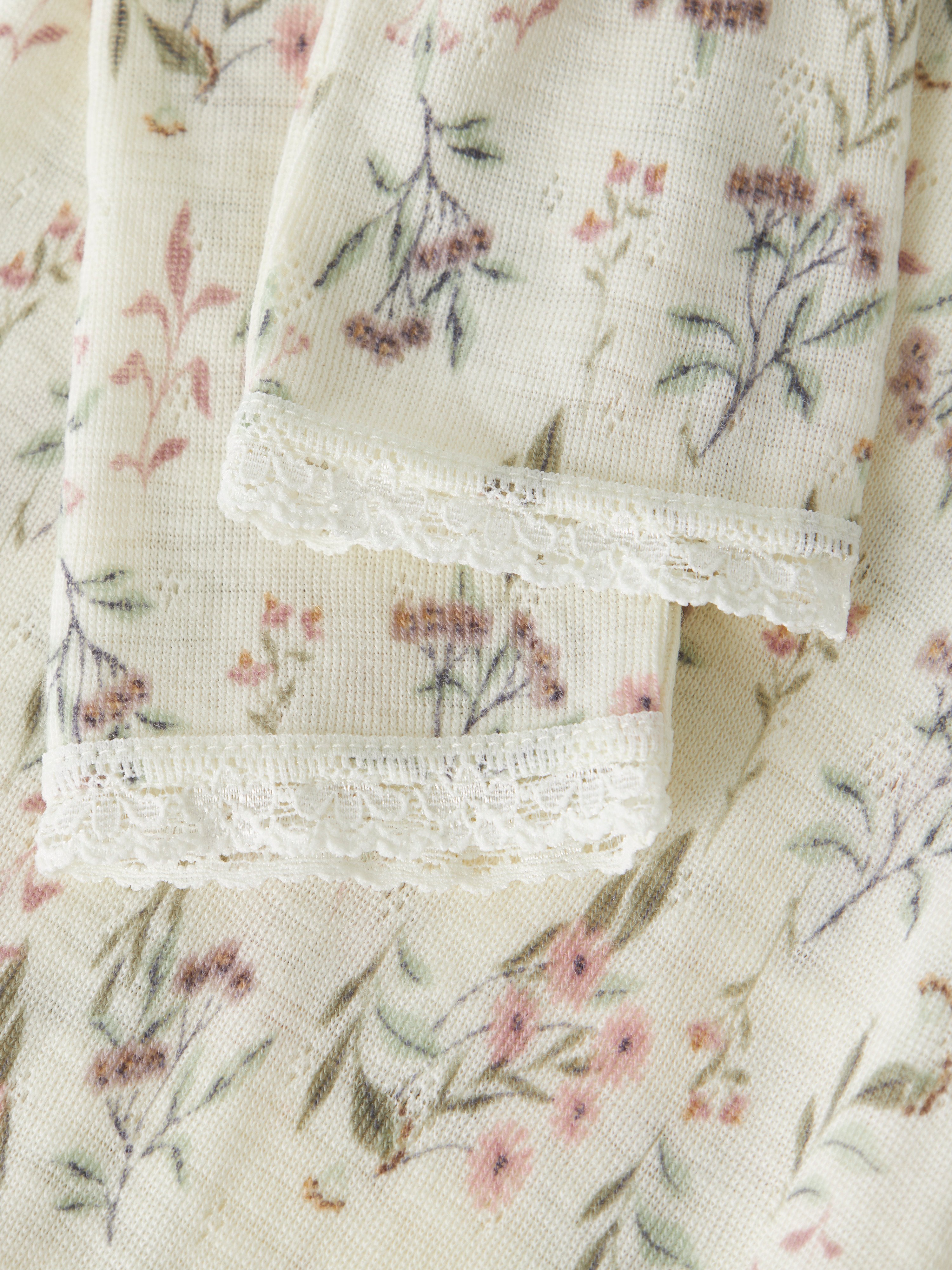 name it baby WANG Ull Legging NOOS - Snow White | Flowers & Leafs