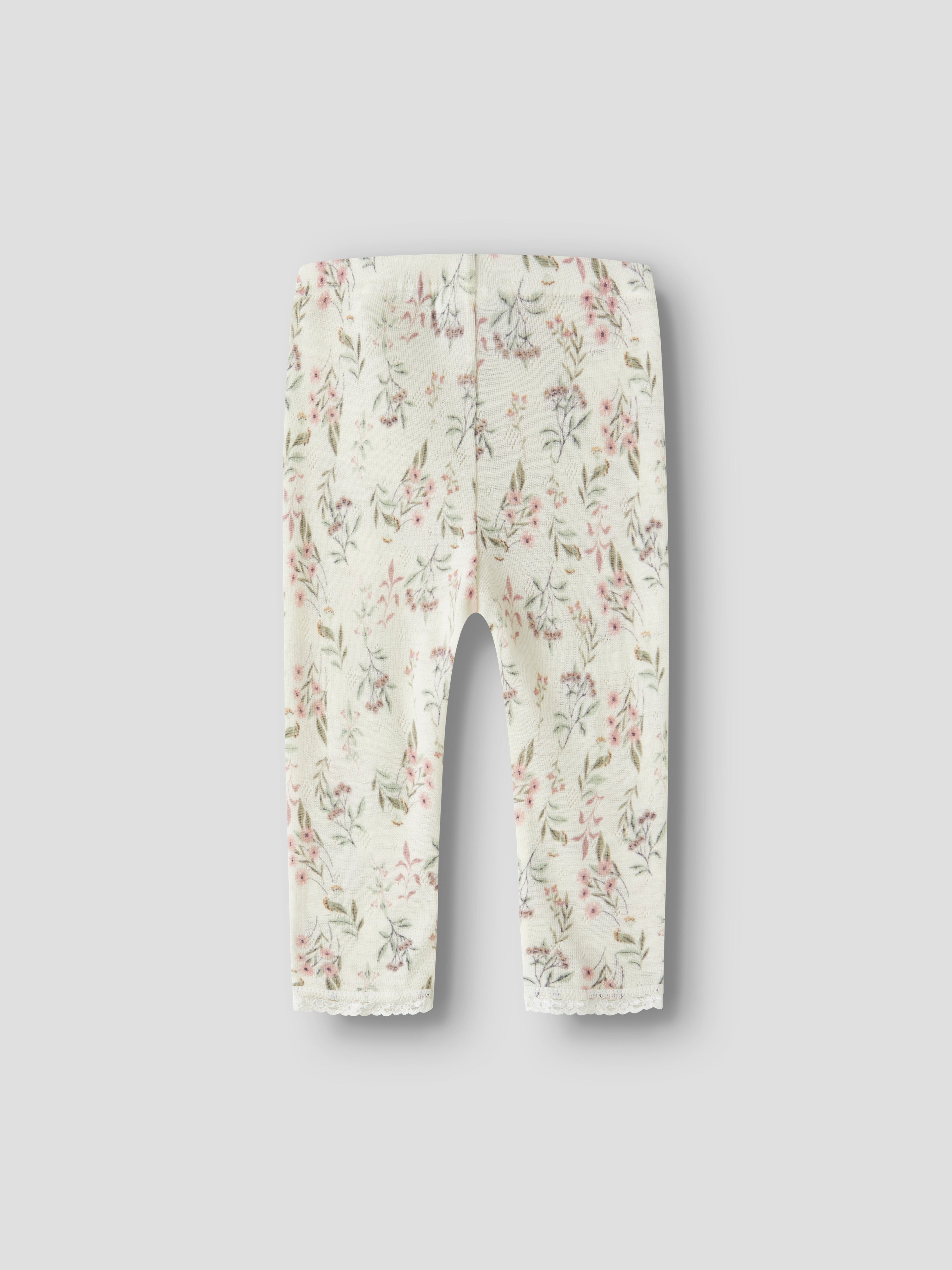 name it baby WANG Ull Legging NOOS - Snow White | Flowers & Leafs