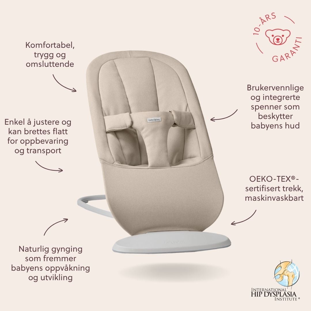 BabyBjörn Vippestol Begin Mykbørstet vev Sandgrå