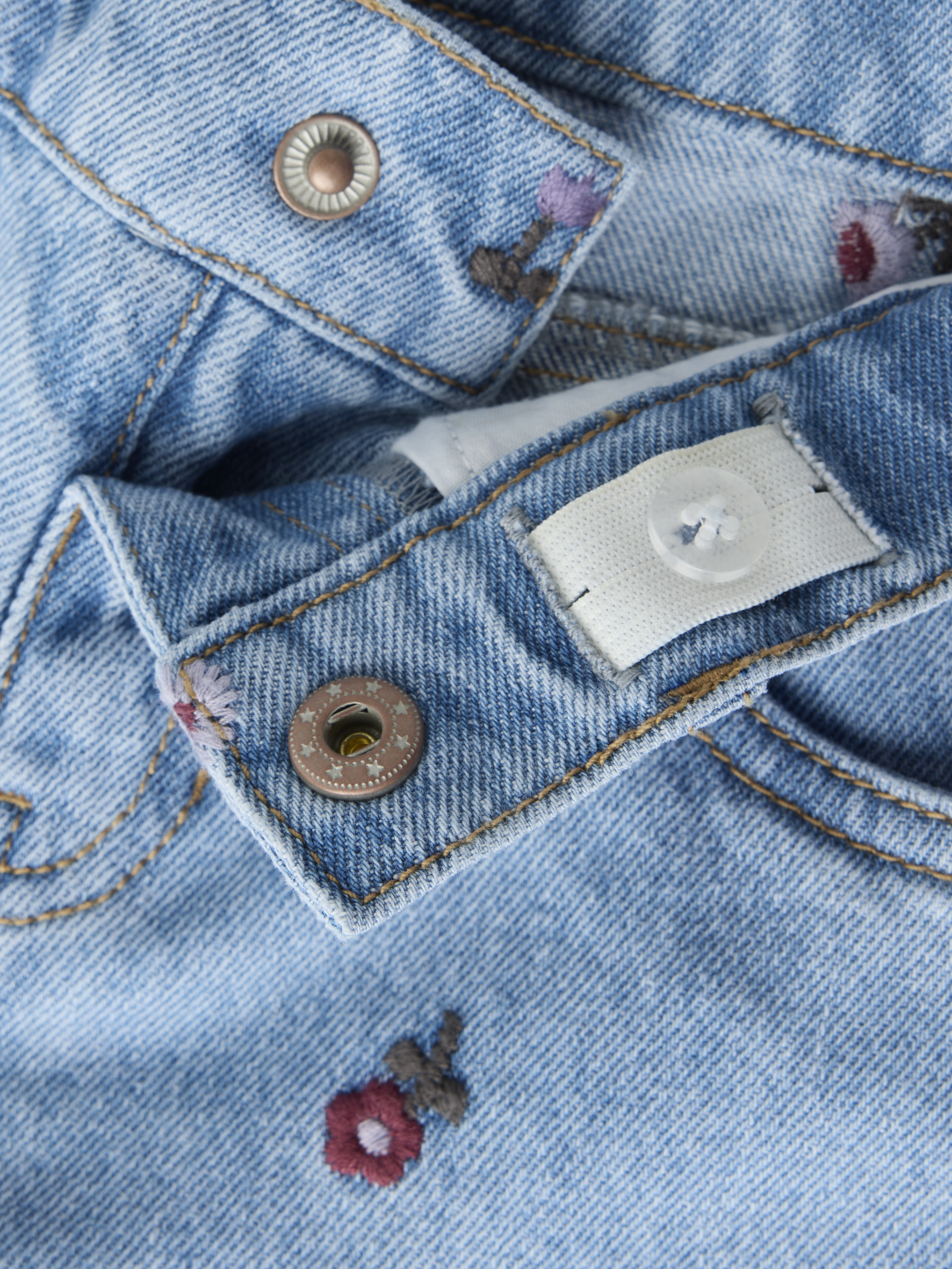 Name It Rose jeans med vide ben og broderi, mediumbluedenim