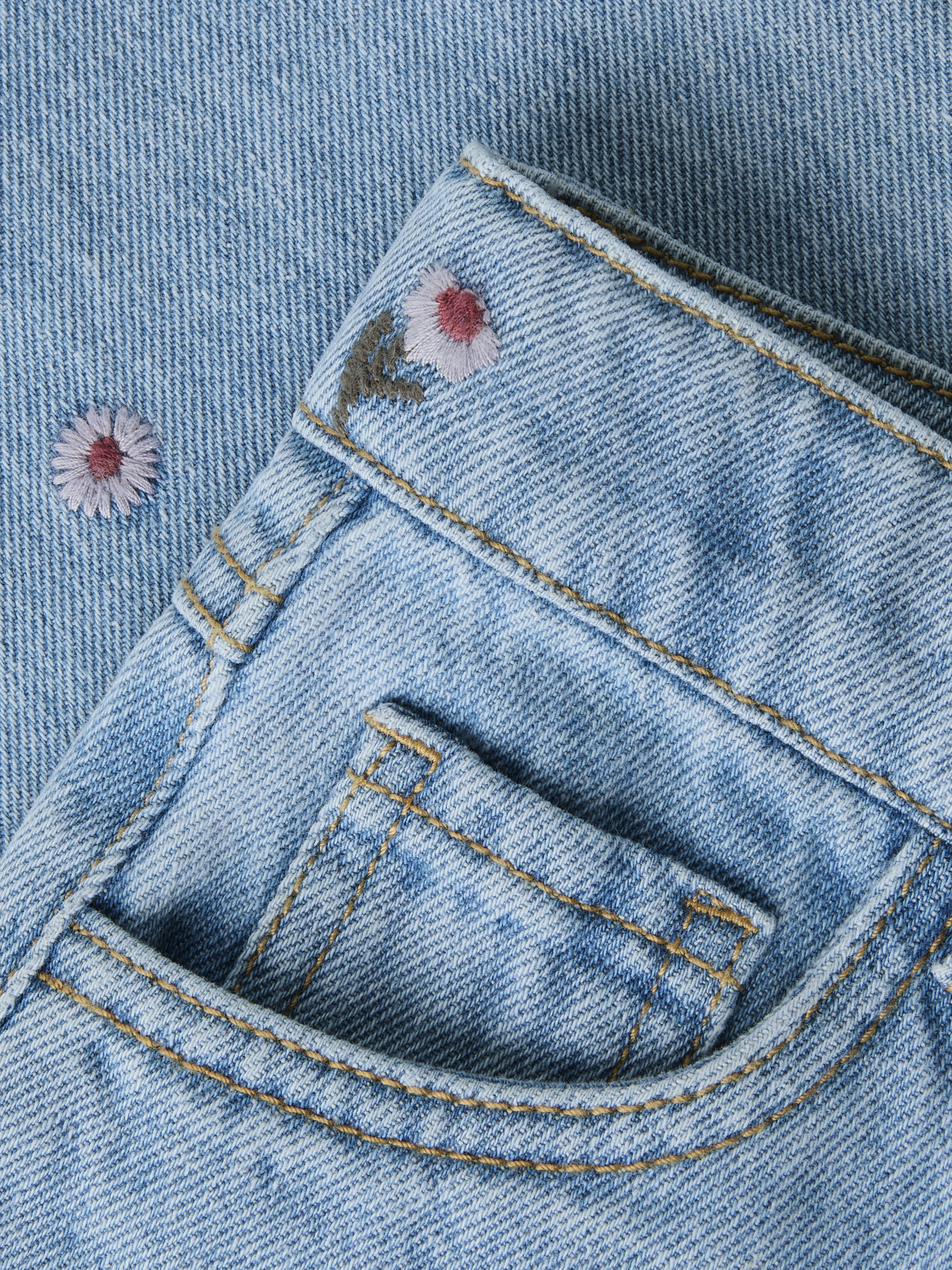 Name It Rose jeans med vide ben og broderi, mediumbluedenim