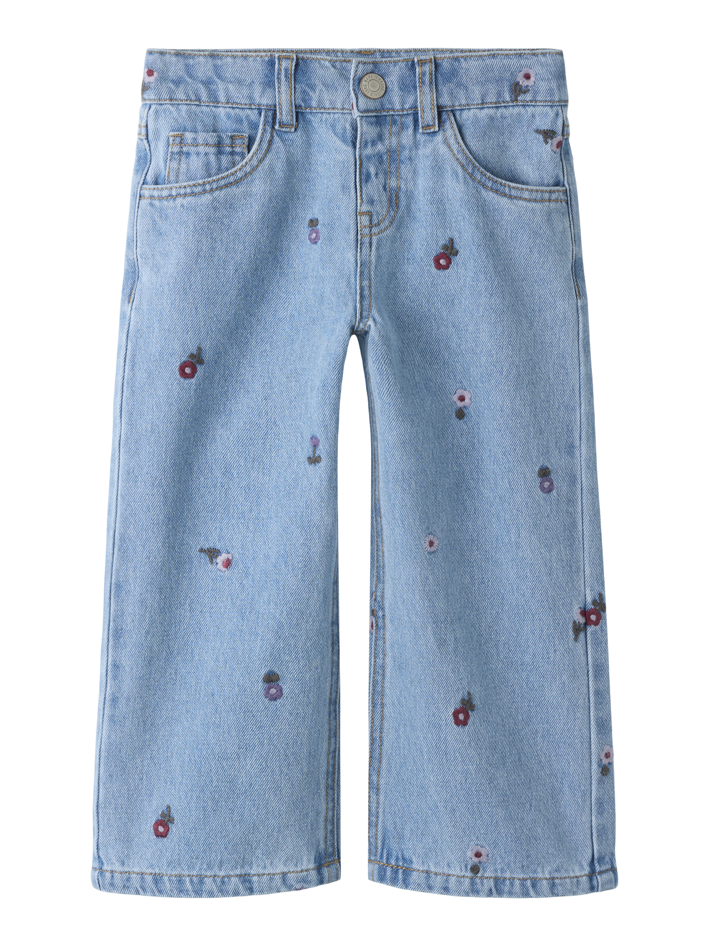 Name It Rose jeans med vide ben og broderi, mediumbluedenim