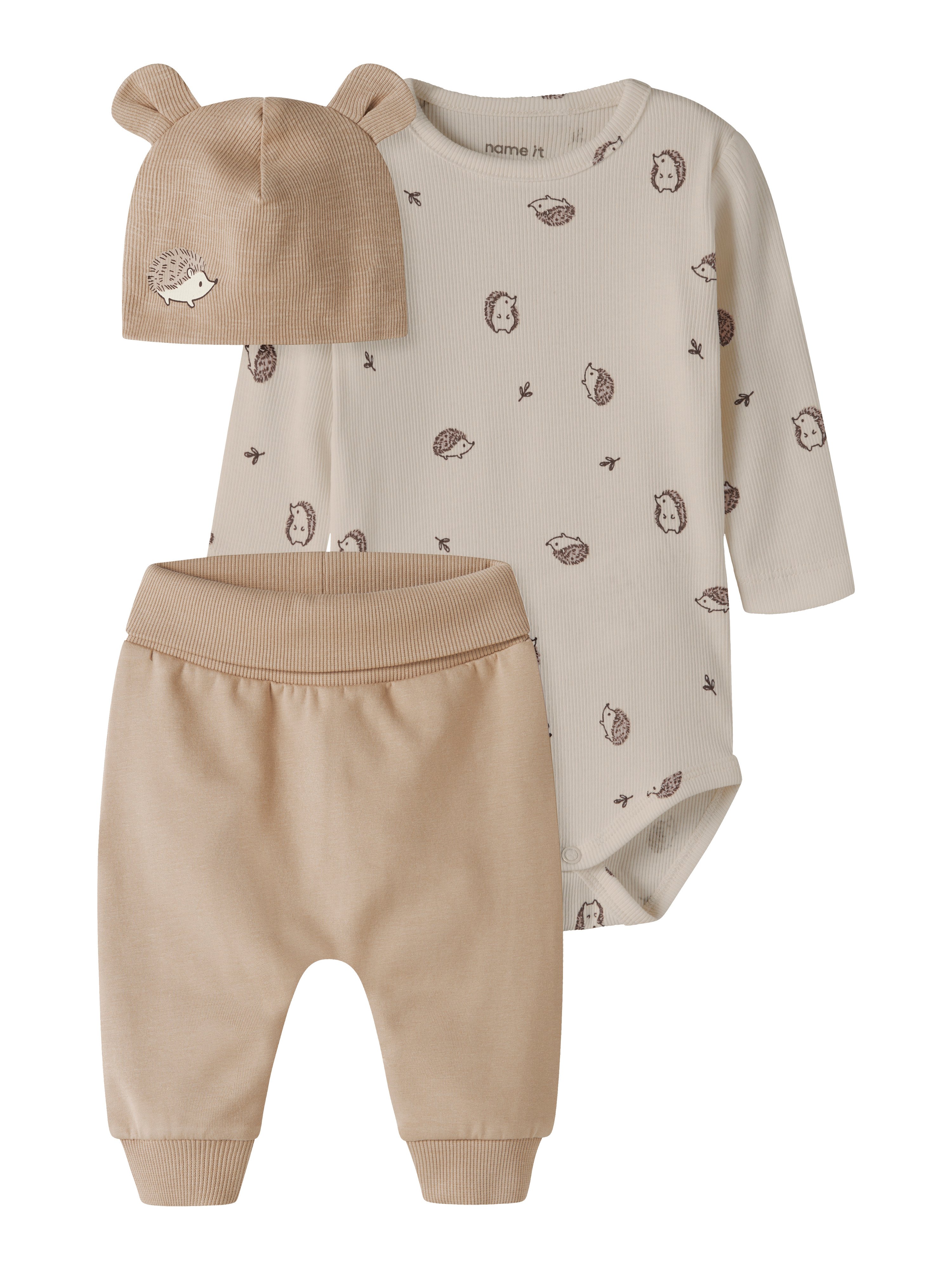 Name It Hogi kortermet bodysett i økologisk bomull, sesame