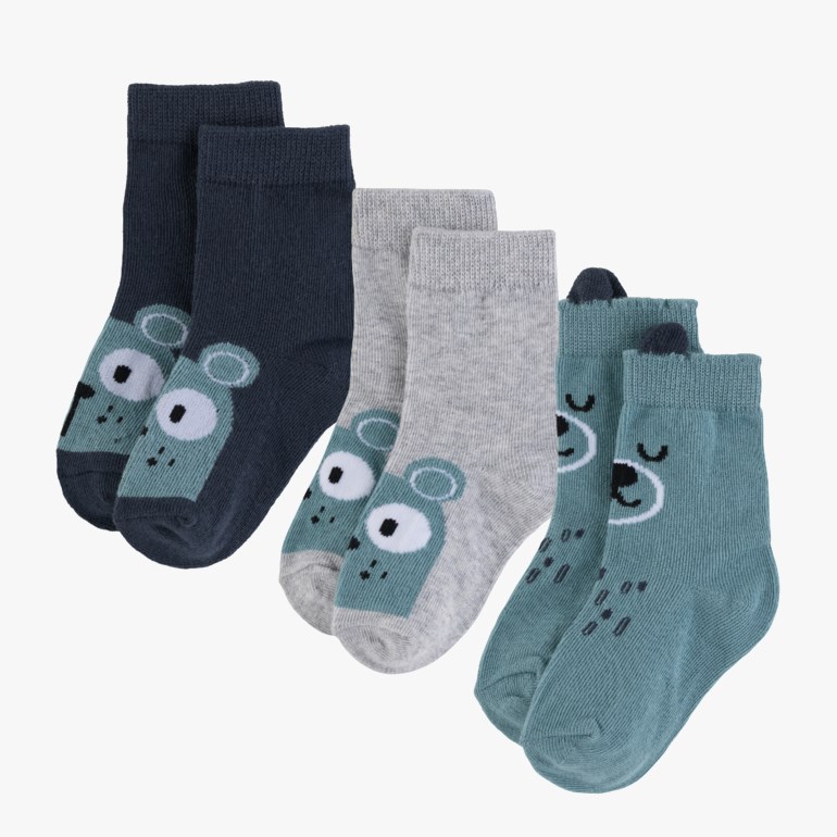 3 pk sokker mønster Blå - undefined - 1