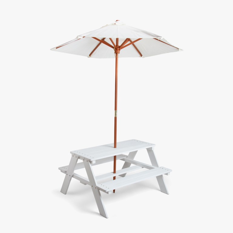Piknikbord med parasoll, white Hvit - undefined - 1