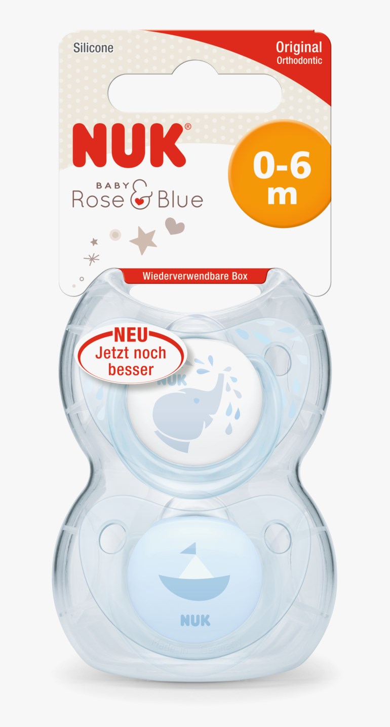 NUK baby rose smokk silikon 6-18 mnd, 2 pk, bluelight Blå - undefined - 1